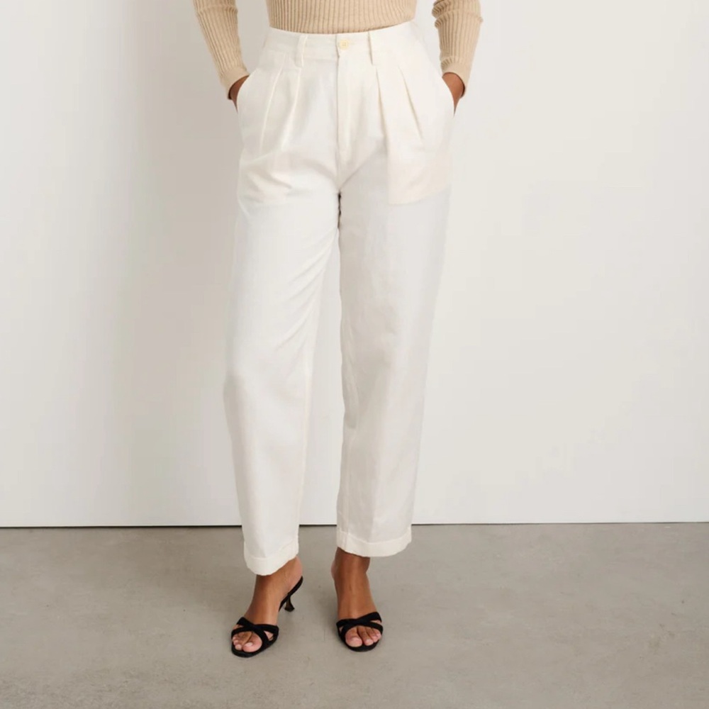 Alex Mill Double Pleat Trouser, ecru, off-white,  size 12